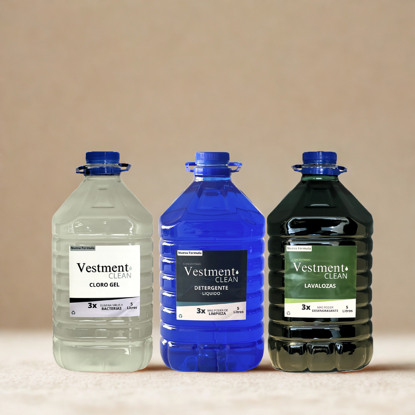 KIT DE LIMPIEZA. DETERGENTE, CLORO GEL Y LAVALOZAS