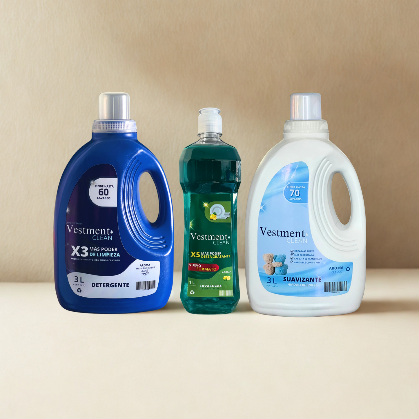 PAQUETE FAMILIAR COMPLETO Detergente 3L + Suavizante 3L + Lavalozas 1L