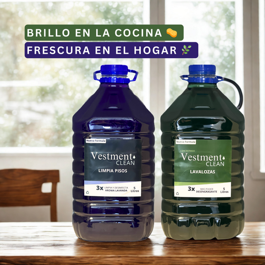 PROMOCIÓN DUO DE PISOS Y COCINA Limpia Pisos 5L + Lavalozas Concentrado 5L