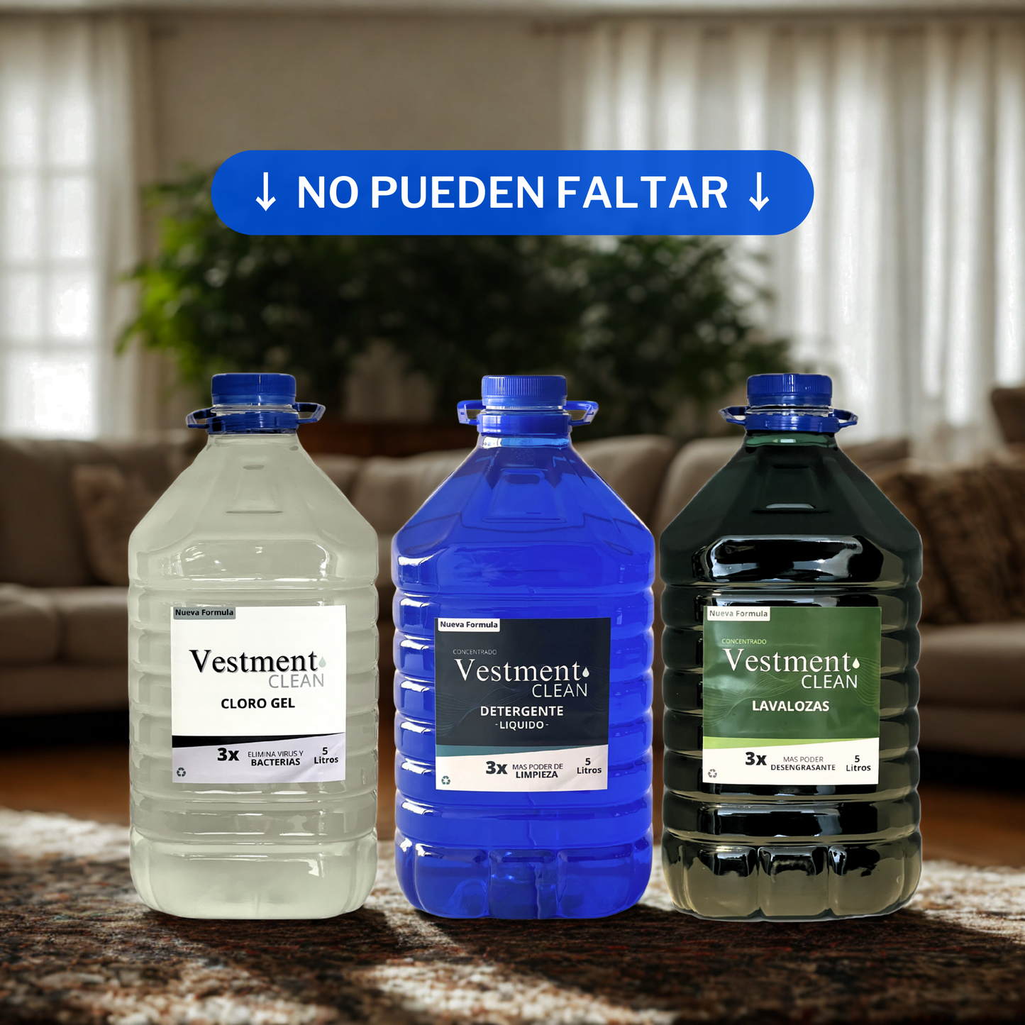 KIT DE LIMPIEZA. DETERGENTE, CLORO GEL Y LAVALOZAS