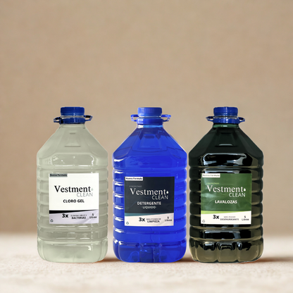 KIT DE LIMPIEZA. DETERGENTE, CLORO GEL Y LAVALOZAS