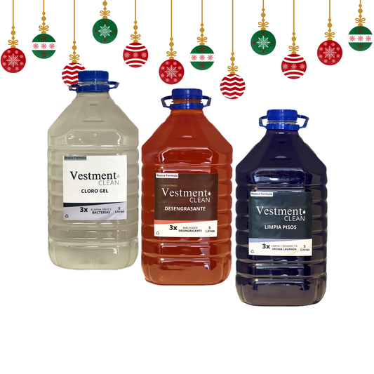 TRIPACK LIMPIEZA PROFUNDA, DESENGRASANTE, CLORO GEL Y LIMPIA PISOS