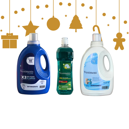 PAQUETE FAMILIAR COMPLETO Detergente 3L + Suavizante 3L + Lavalozas 1L