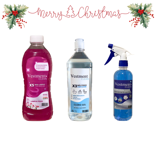 PACK EL MEJOR BRILLO Limpia Pisos 2L + Cloro gel 1L + Limpia Vidrios 500 ML