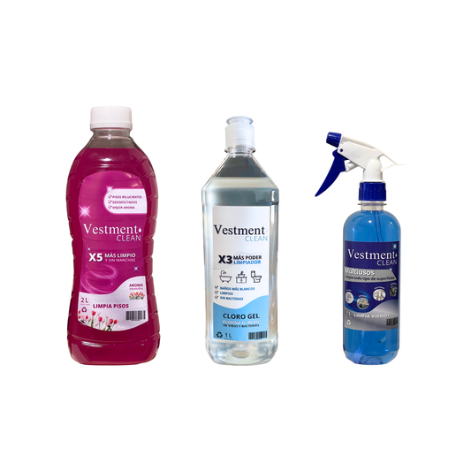 PACK EL MEJOR BRILLO Limpia Pisos 2L + Cloro gel 1L + Limpia Vidrios 500 ML
